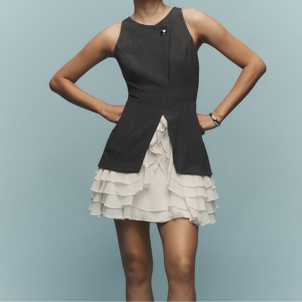 Anthropologie Sleeveless Ruffled Twofer Dress